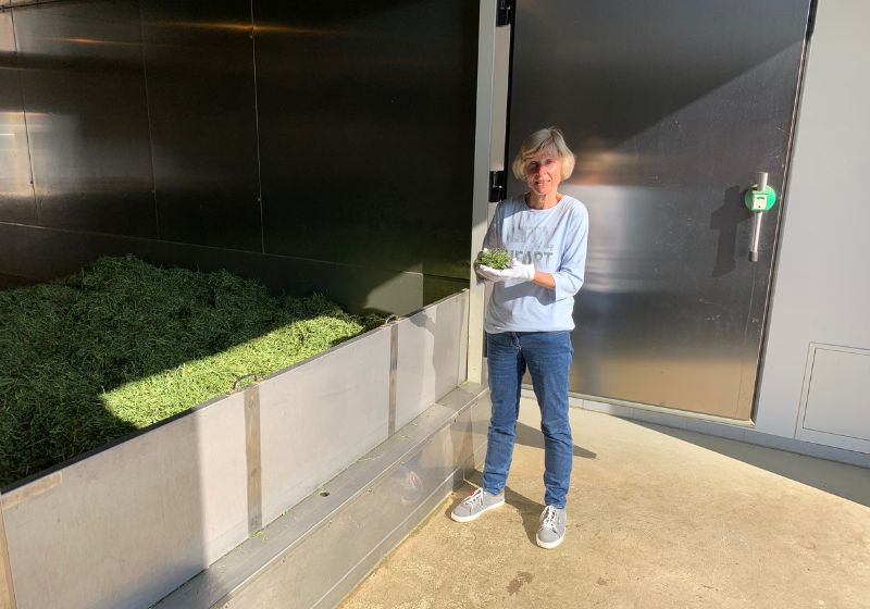 Birgit Acker bei der Trocknung